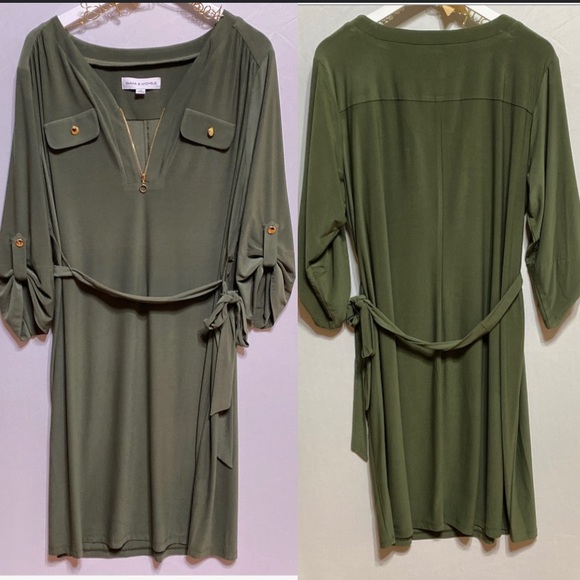 Emma & Michele Dresses & Skirts - NWOT Emma & Michele Green Shirt Dress 2x